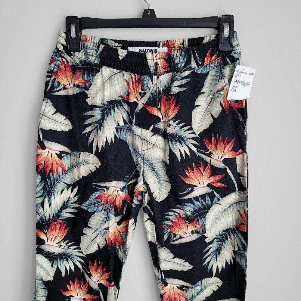 NWT Baldwin Denim Tropical Flax Blend Pull On Elastic Waist Boho Ankle Pants - Picture 4 of 12